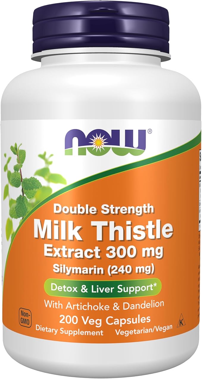 NOW Foods 2 Pack Silymarin Milk Thistle Extract with Artichoke &amp Dandelion Double Strength 300 mg 200 Veg Caps