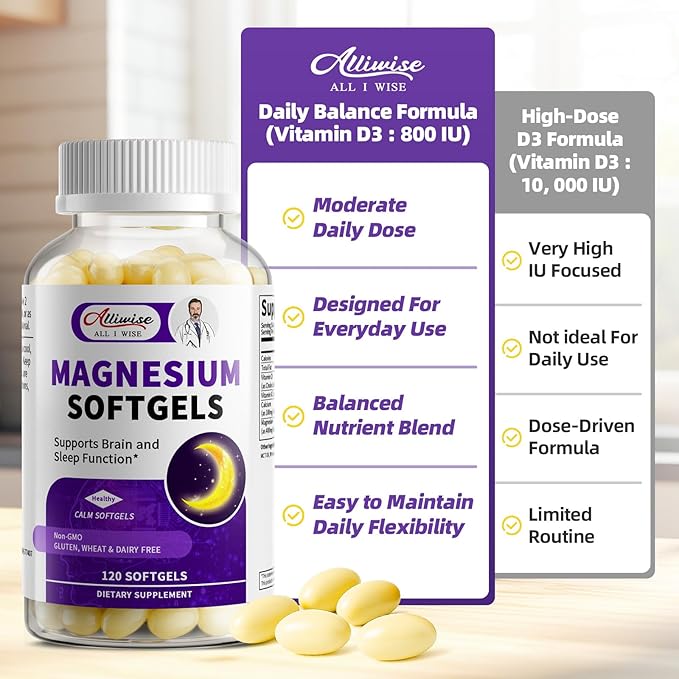 2 Pack High Absorption Magnesium Glycinate 400mg Softgels Supplement Magnesium with Calcium - Highly Bioavailable - with Vitamin D3 &amp K2 for Sleep Mood Brain Support
