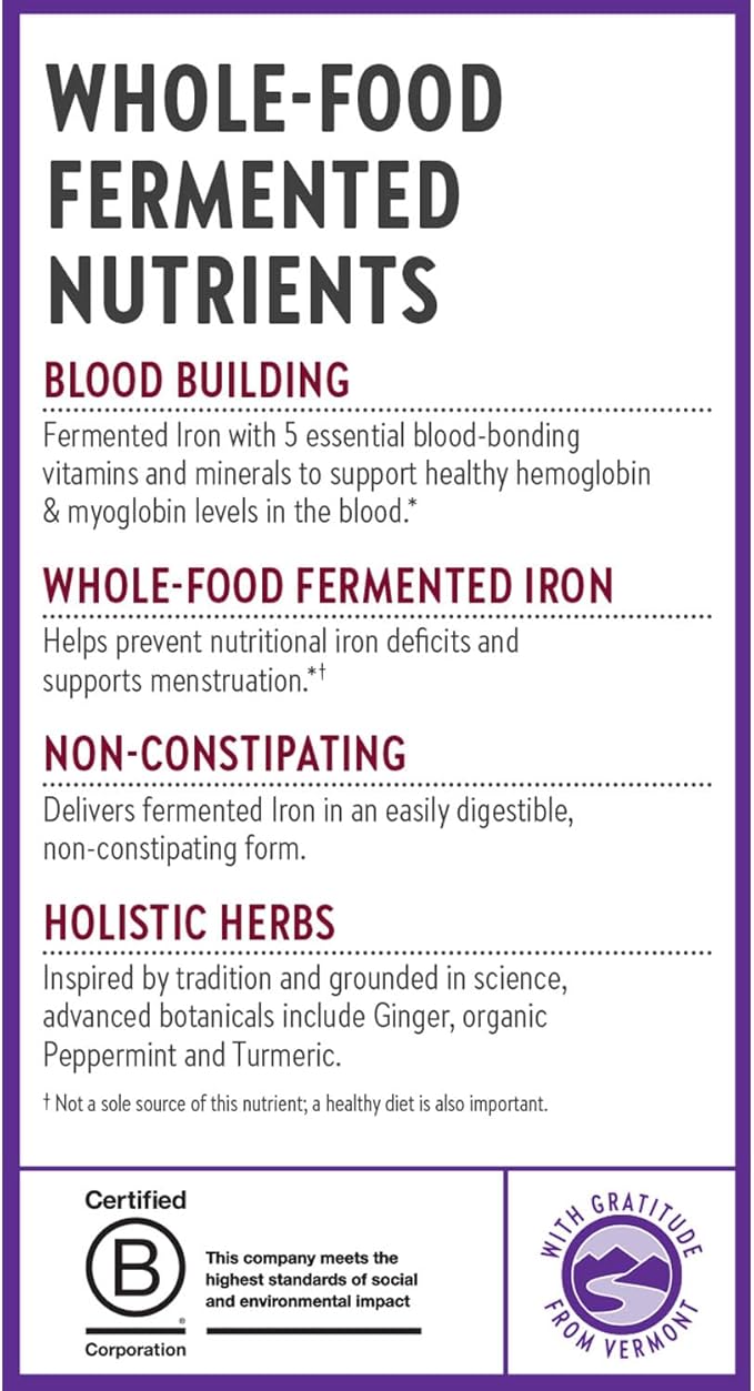New Chapter Iron Supplement Whole-Food Fermented Iron Complex Made with Organic Vegetables &amp Herbs + One Daily Non-Constipating Dose- 60ct 2 Month Supply