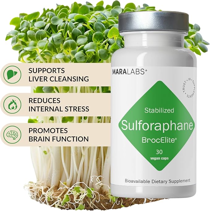 Mara Labs BrocElite Plus | Stabilized Broccoli Sulforaphane Supplement | Glyphosate Residue Free Certified – Third-Party Tested | 30 Vegan Capsules