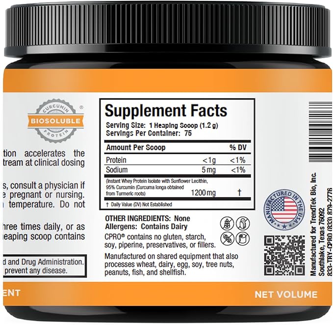 curcuminpro Complete Curcumin Bulk Powder | BioSoluble Organic Turmeric Curcumin Supplement | Natural Wellness Support | 90 Grams