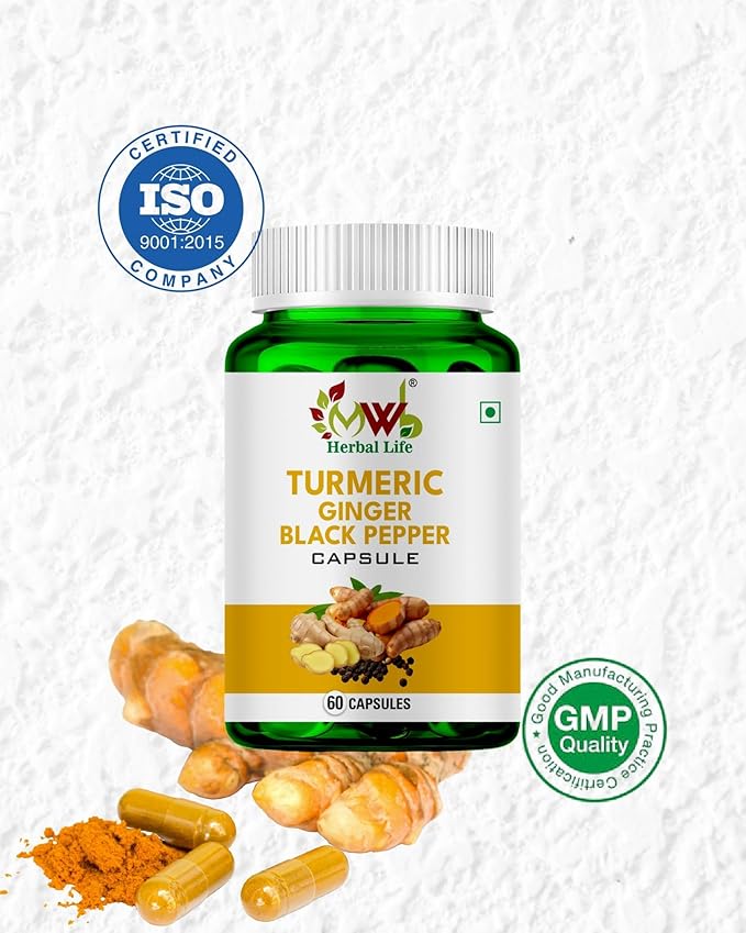 MVVB Turmeric Ginger &amp Black Pepper Capsules – Supports Joint Health Brain Function &amp Immunity |Promotes Health Skin &amp Antioxidant Protection |Enhances Nutrient &amp Reduces Inflammati