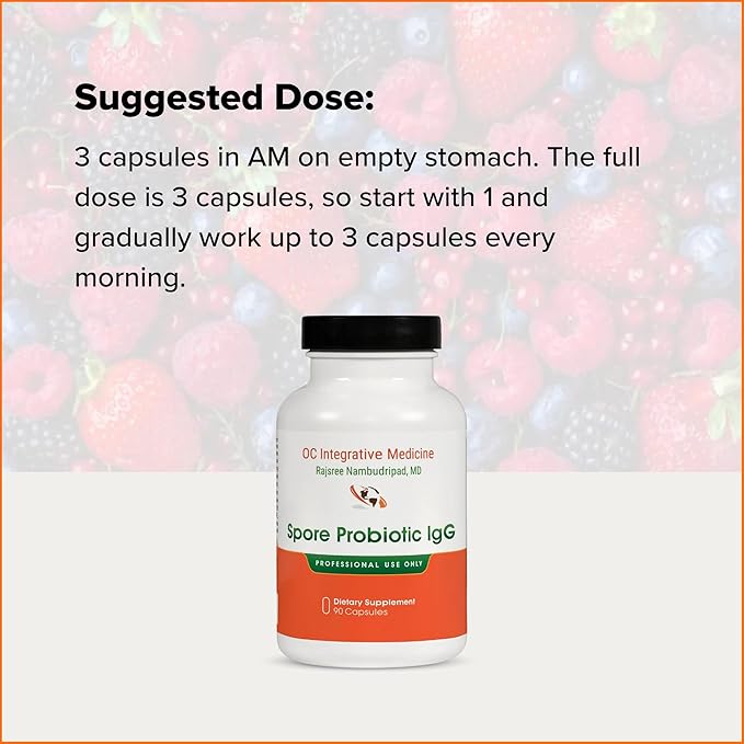 Spore Probiotic IgG by Dr. Rajsree MD | Spore-Based Probiotic &amp IgG for Gut Barrier &amp Immune Support | 3 Bacillus Strains + Bovine Immunoglobulins | 90 Capsules