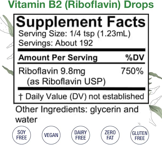 HoneyCombs Riboflavin Vitamin B2 Liquid Drops 750 Percent DV b2 Made in USA Alcohol Free B2 Vitamins Supplement Alternative to Capsules for Adult Daily Use (8 Fl oz)
