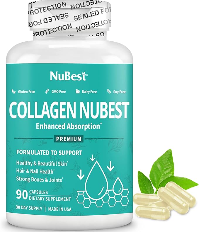 NuBest Collagen Super Collagen Peptides - Revitalizes Skin Hair &amp Nails - Bone &amp Joint Strength - Beauty Collagen Formula for Men &amp Women - 1500 mg Per Serving | 1 Month Supply