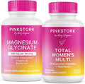 Pink Stork Magnesium Glycinate and Women's Multivitamin Bundle - Magnesium Supplement for Women Calm Mood Hair Skin and Nails