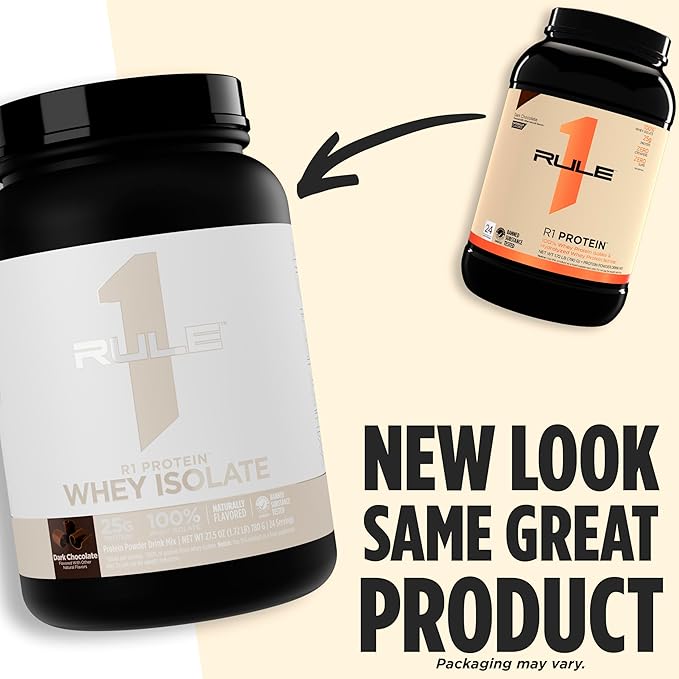 Rule 1 Naturally Flavored R1 Protein Whey Isolate - Clean Formula with 25g Protein &amp 6g BCAA Exclusively Isolated &amp Hydrolyzed Sources for Workout Recovery (1.7 Pounds* Unflavored)