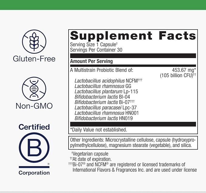 Metagenics UltraFlora BiomePro Probiotic Supplement - 105 Billion CFU Multistrain Formula with Lactobacillus Acidophilus - Shelf-Stable for Digestive Health Gut Flora &amp Immune Support* - 30 Capsu