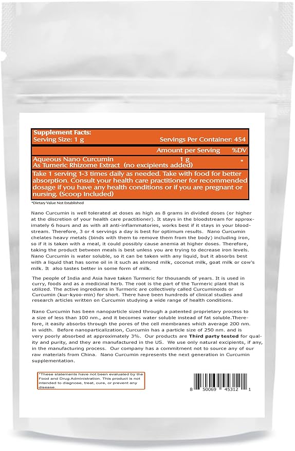 One Planet Nutrition Nano Curcumin Powder 16 oz - Nano Particle Size Turmeric Extract for High Absorption - Supports Immune Health - Long Lasting Family Size - Non GMO Vegan Gluten Free
