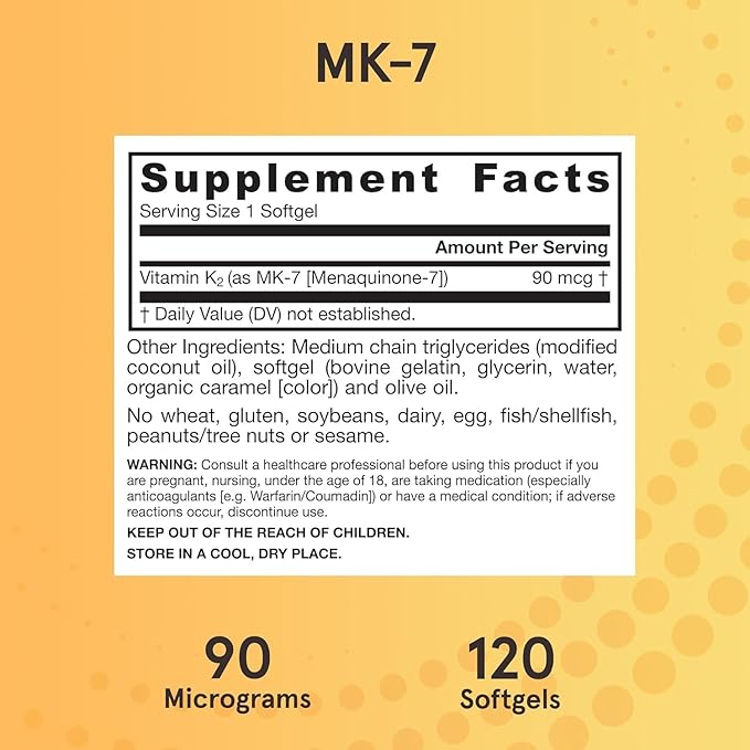 Jarrow Formulas MK-7 90 mcg - Bioactive Form of Vitamin K2-120 Servings (Softgels) - for Bone &amp Cardiovascular Health - Vitamin K2 MK-7 Dietary Supplement - Gluten Free (Pack of 2)