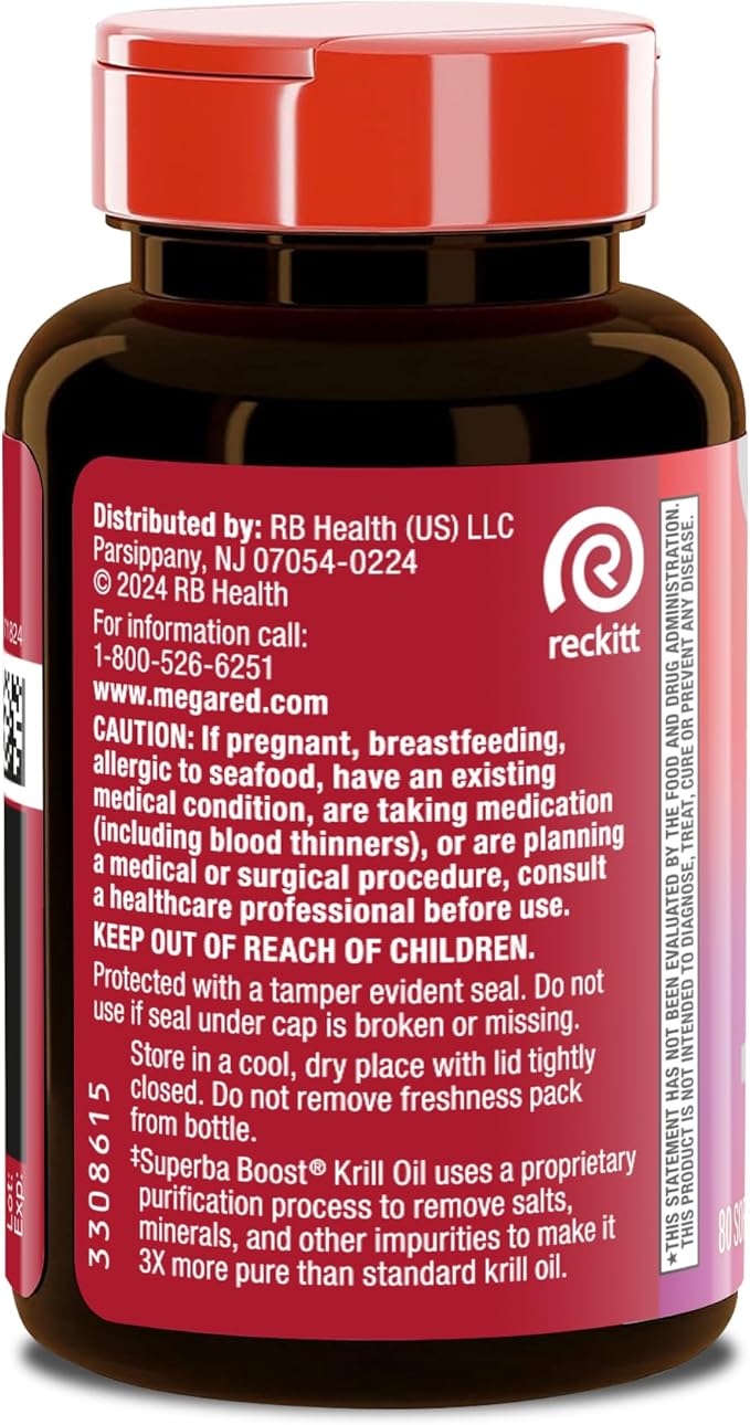 MegaRed Antarctic Krill Oil 750mg Omega 3 Fatty Acid Supplement Ultra Concentrate EPA &amp DHA Softgels Antioxidant Astaxanthin Heart Health Supplement with No Fish Oil Aftertaste 80ct