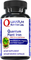 Quantum Nutrirtion Labs Plant Iron - Plant Based Iron for Men &amp Women for Blood Support Curry Leaves Supplement - 120 Vegetarian Capsules