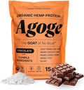 Agoge - USDA Organic Hemp Protein Powder The Goat of No Bloat NSF Certified for Sport All Flavor Essential Amino Acids Plant-Based Gluten Free for Women &amp Men (20 Servings) (Chocolate)