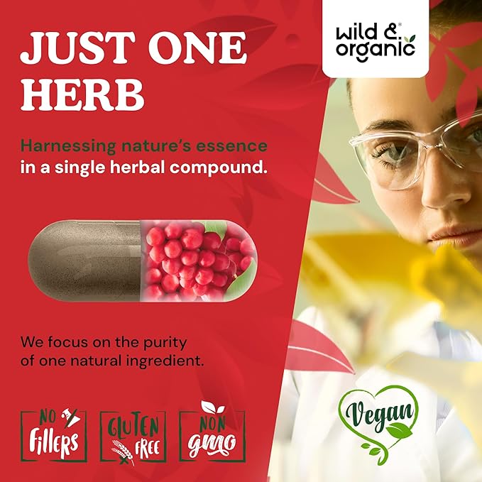 Wild &amp Organic Schisandra Supplement Capsules 1000 mg - Mood &amp Relaxation Support - Schisandra Berry Powder Extract - Vegan No Fillers Non-GMO - 60 Count