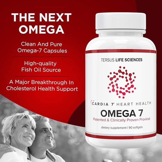Heart Health Omega 7 - Containing Patented Provinal Purified Omega 7 Fatty Acids - No Fish Smell or Burp-Back - 90ct Soft Gels