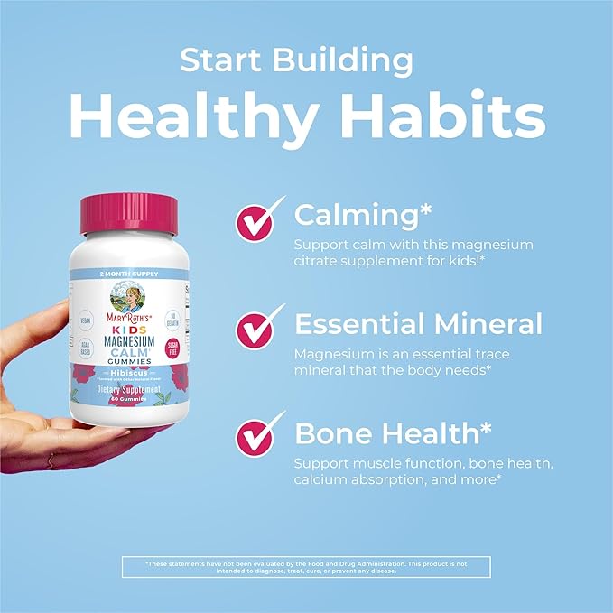 MaryRuth Organics Multivitamin (Strawberry) and Magnesium Calm Gummies (Hibiscus) for Kids | Clean Label Project Verified® | Vitamins for Overall Wellness and Sleep| Vegan Non-GMO Gluten Free