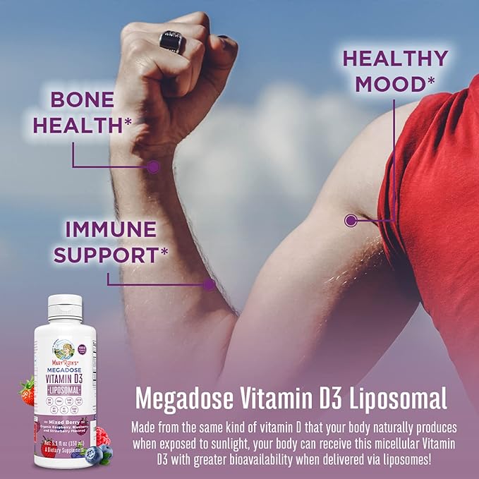 MaryRuth Organics Kids Multivitamin Liposomal (Strawberry Cherry &amp Vanilla) &amp Vitamin D3 Liposomal (Mixed Berry) Clean Label Project Verified® Vitamins for Immunity &amp Overall Wellness Veg