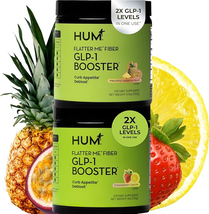 HUM Flatter Me Fiber Supplement for Women &amp Men Prebiotics &amp Digestive Enzymes to Support Weight &amp Bloating Digestive &amp Gut Health Fiber Powder Drink Mix