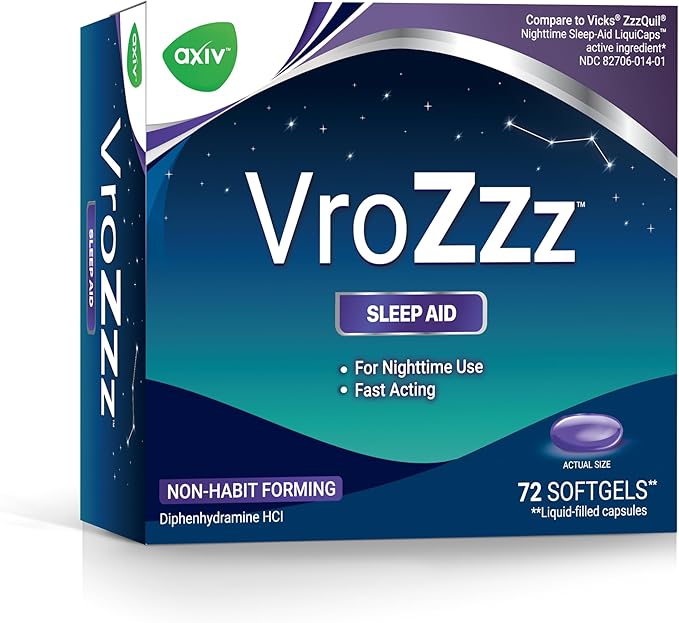 AXIV VroZzz Melatonin Gummies + Notts PM Acetaminophen Caplets Liquid Formula Value Bundle