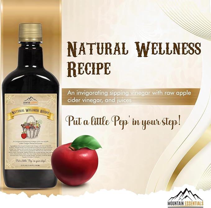 MOUNTAIN ESSENTIALS Apple Cider Vinegar with Fruit Juice Blend Naturally Crafted Beverage Made with Organic Ingredients Ready to Drink 25 fl oz 50 Servings per Container Pack of 1