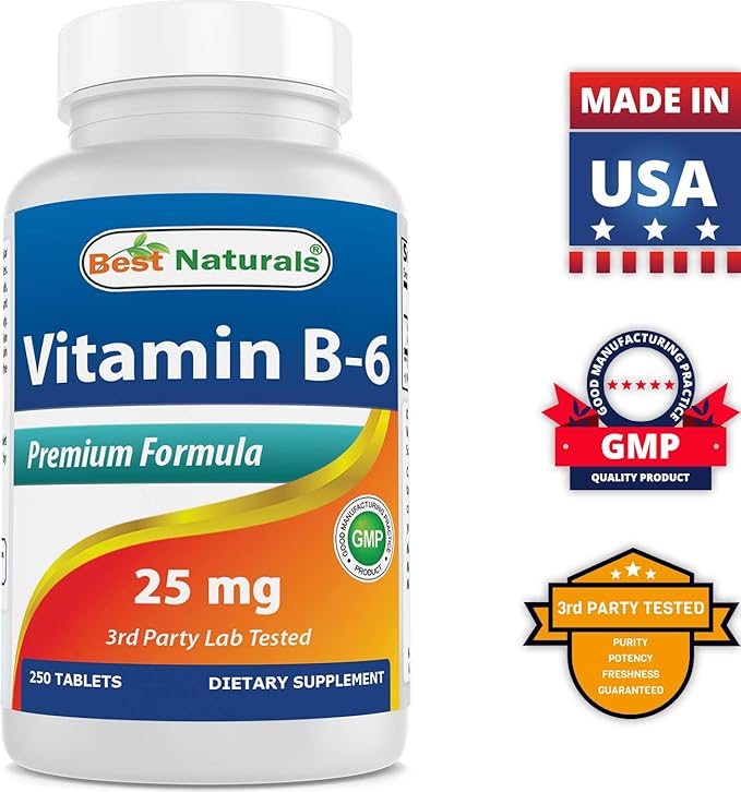 Best Naturals Vitamin B2 (Riboflavin) 400mg &amp Vitamin B-6 25 Mg