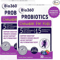 Bio360 Probiotics for Kids - 15 Strains &amp 5 Billion CFU Supports Brain Immune &amp Digestive Health - Kids Probiotic Chewable with Organic Prebiotics for Gut &amp Constipation Mixed Berry Flav
