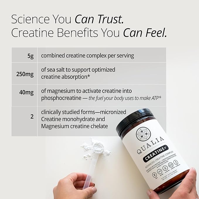 Qualia Creatine | Advanced Creatine Complex | 2 Sources + Magnesium | Optimized Absorption | Muscle Performance Brain Function &amp Healthy Aging