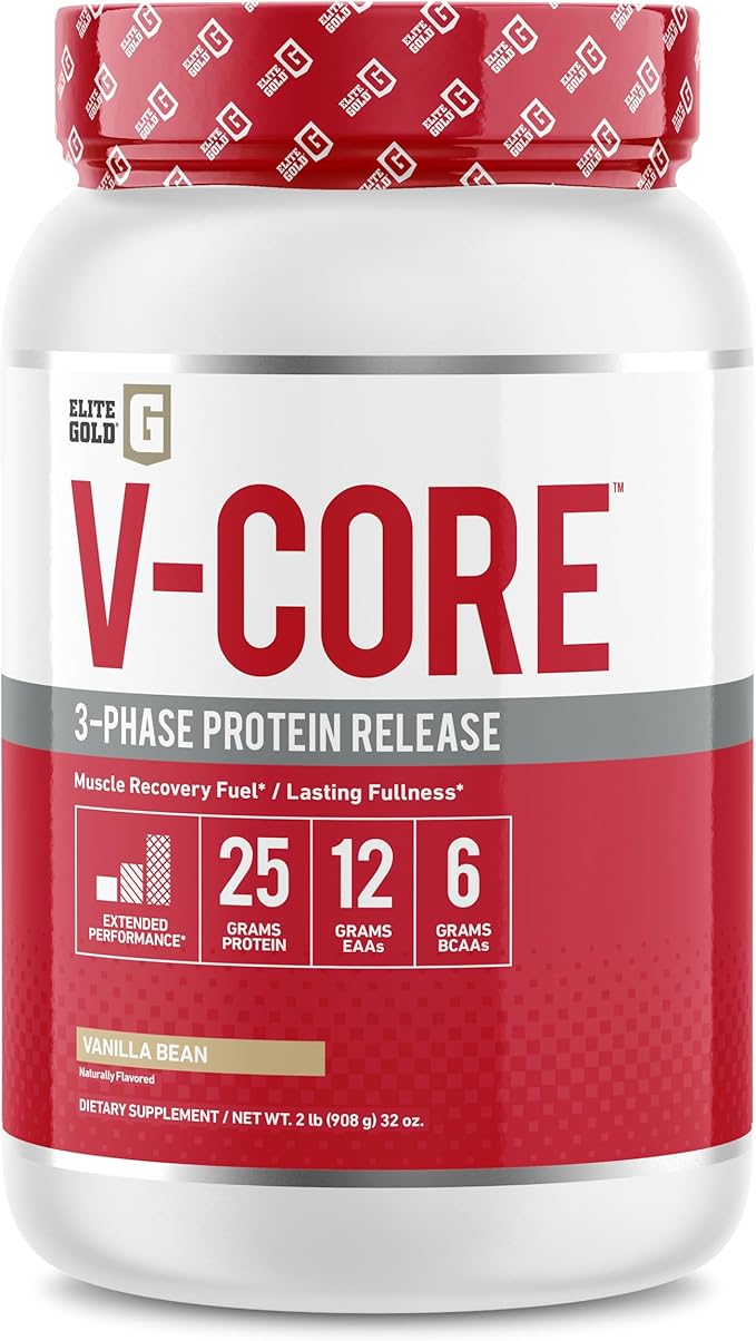 V-Core Protein Powder Protein Powder Keto Vanilla Whey Protein High Protein Casein Protein 25g Protein 12g EAAs 6g BCAAs 2 lb Tub (23 Servings)