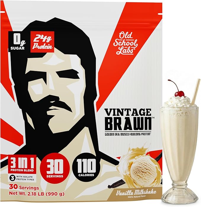 Old School Labs Protein Powder Isolate Sourced from Egg Milk&amp Beef - Made for Men &amp Women for Building Muscle &amp Post-Workout Recovery - Zero Sugar Vanilla Milkshake Flavor - 30 Servings