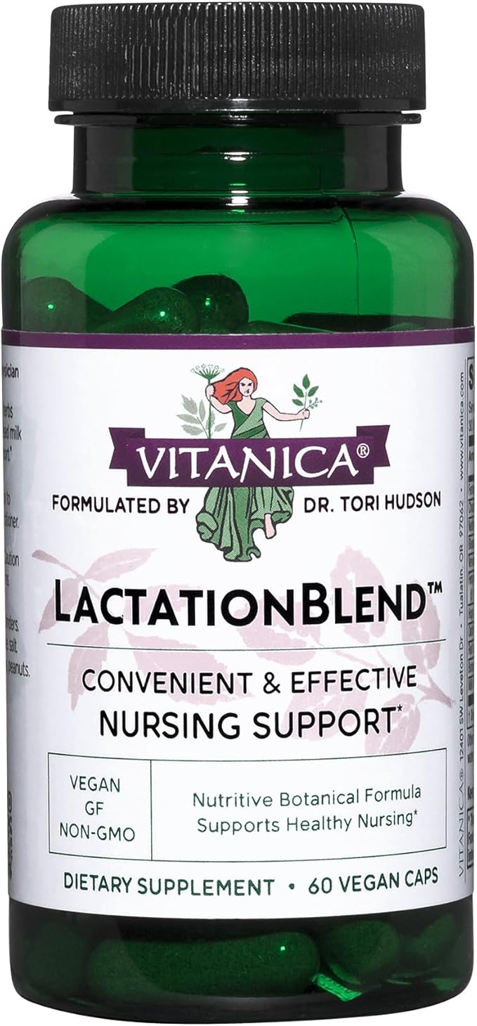 Vitanica LactationBlend Lactation Supplement for Increased Breast Milk Supply and Flow Organic Breastfeeding Support with Fennel Milk Thistle Fenugreek and More Non-GMO Vegan 60 Capsules