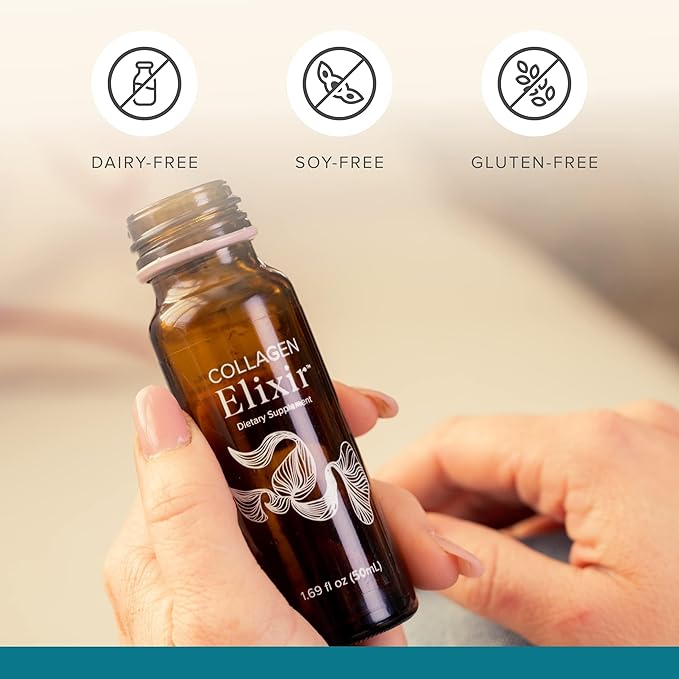Isagenix Collagen Elixir - Drink with Marine Collagen Peptides - Support a Youthful Appearance with Vitamin C Zinc &amp Biotin - 10 Bottles (1 Box)