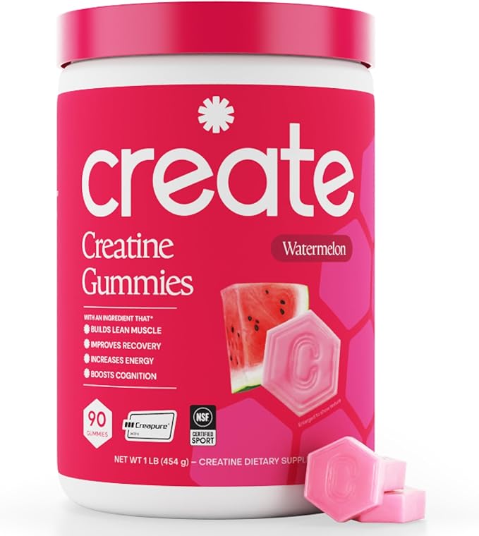 Create Creatine Monohydrate Gummies for Men &amp Women Boost Focus Strength and Endurance Anti-Melting Formula Vegan Gluten-Free Non-GMO 1.5g of Creatine per Gummy (Watermelon)