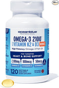 Oceanblue Professional Omega-3 2100 with Vitamin K2 and Vitamin D3 - Triple Strength Burpless Fish Oil Omega-3 Supplement with EPA &amp DHA - Wild Caught - Orange Flavor (120 Mini Count (Pack of 1))
