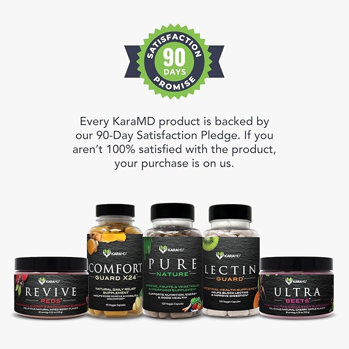 KaraMD Lectin Guard Gut Repair Colon Cleanse Supplement &amp Revive Reds Polyphenol Energy Booster | Antioxidants Shilajit &amp Enzymes | Non-GMO Gluten Free Vegan Friendly (30 Servings)