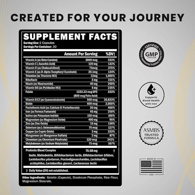 Journey Bariatric Multivitamin with Probiotics &amp Iron – Capsule (60 Count)