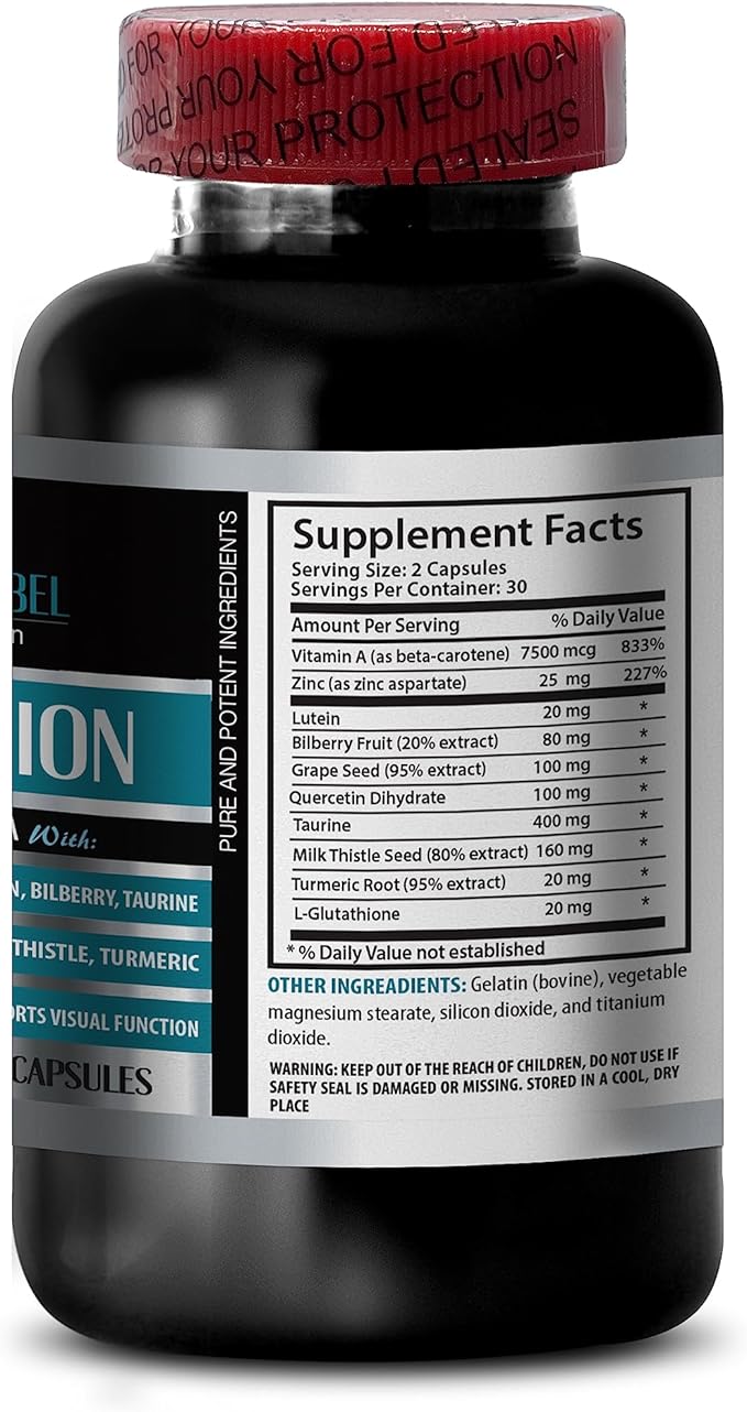vision supplements for adult - ADVANCED VISION FORMULA - taurine supplement milk thistle seed powder turmeric powder organic capsules grape seed fruit extract support immune system - 2Bot 120 Caps
