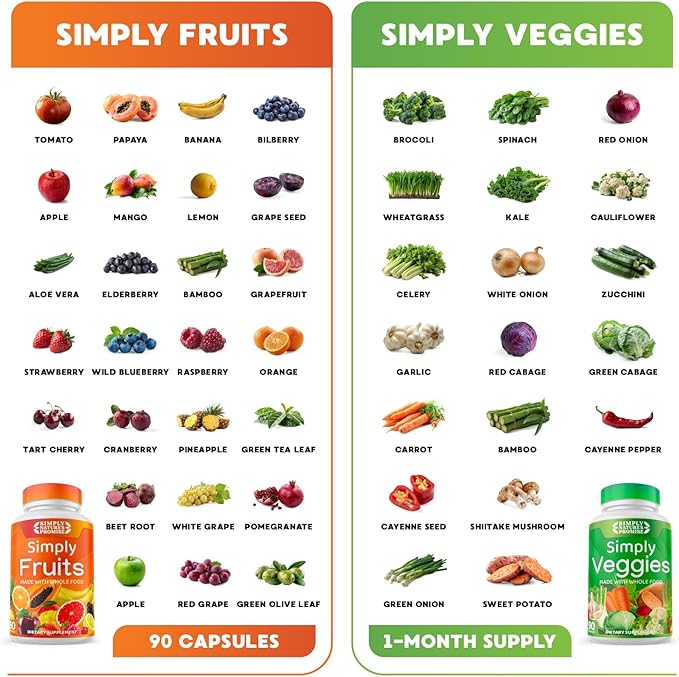 Simply Nature's Pledge - Packed with Over 40 Different Fruits &amp Vegetables - 4 Month Supply- Made with Whole Food Superfoods - with Aloe Vera – 100% Soy Free - 720 Capsules