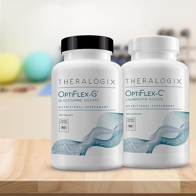 Theralogix OptiFlex Complete - 90-Day Supply - Glucosamine &amp Chondroitin Supplement - Support Healthy Joint Function - Joint Supplements for Women &amp Men - NSF Certified - 180 Caps &amp 180 Ta