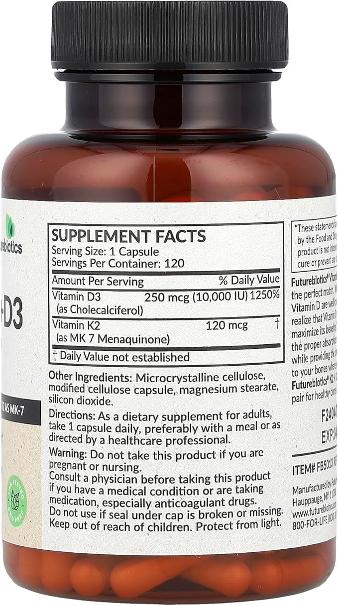 Futurebiotics Vitamin K2 + D3 Extra Strength 120 Capsules