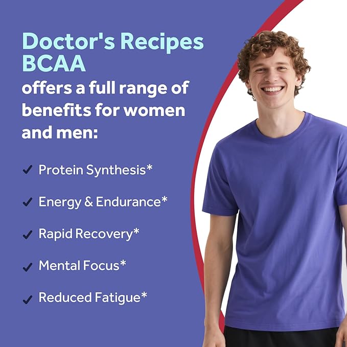 Doctor's Recipes Iron + BCAA Bundle – Iron 65 mg with Vitamin C for Absorption &amp Red Blood Cell Support + 2:1:1 BCAA for Energy Endurance &amp Faster Recovery – Vegan Non-GMO Daily Wellness Pac