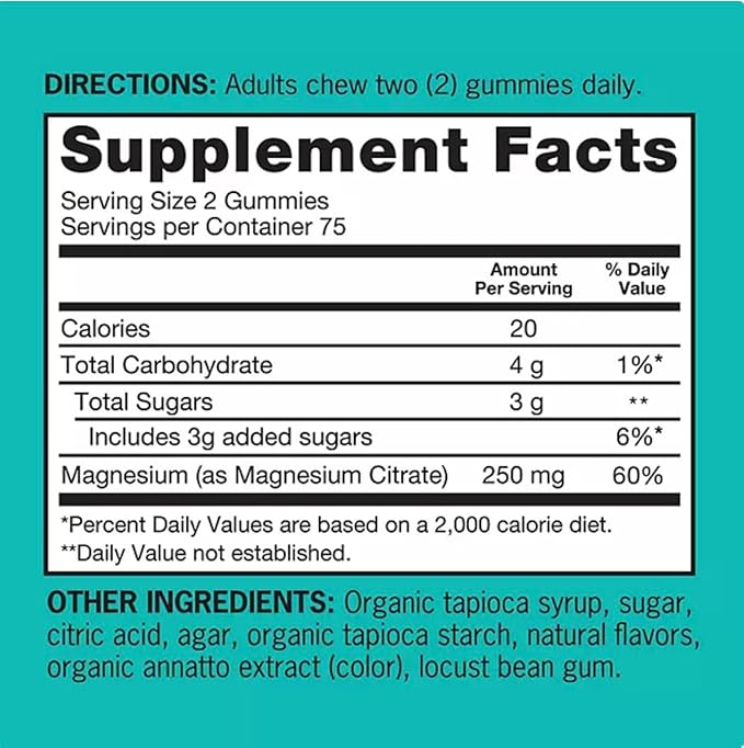 Magnesium Citrate Extra Strength Gummies 250 mg with high Absorption 150 Gummies 75 Days Supply - Bundled with Supplement Guide