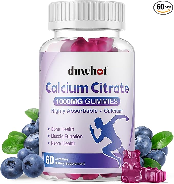 Calcium Citrate Gummies Chewable Calcium Citrate 1000mg for Bone Muscle &amp Immune Support Ultimate Absorption Calcium Supplements for Women &amp Men Blueberry 60 Chews