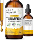Wild &amp Organic Turmeric Curcumin Supplement with Black Pepper - Movement &amp Immune Support - Liquid Turmeric Curcumin with Black Pepper - Add to Tea Drops - Vegan Sugar &amp Alcohol-Free Tinc