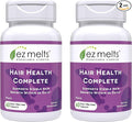 EZ Melts Hair Health Complete - Hair Supplement to Support Strength &amp Growth - Includes AnaGain Nu Biotin Apigenin Bambo Silica &amp More - 120 Sublingual Tablets (60 Servings)