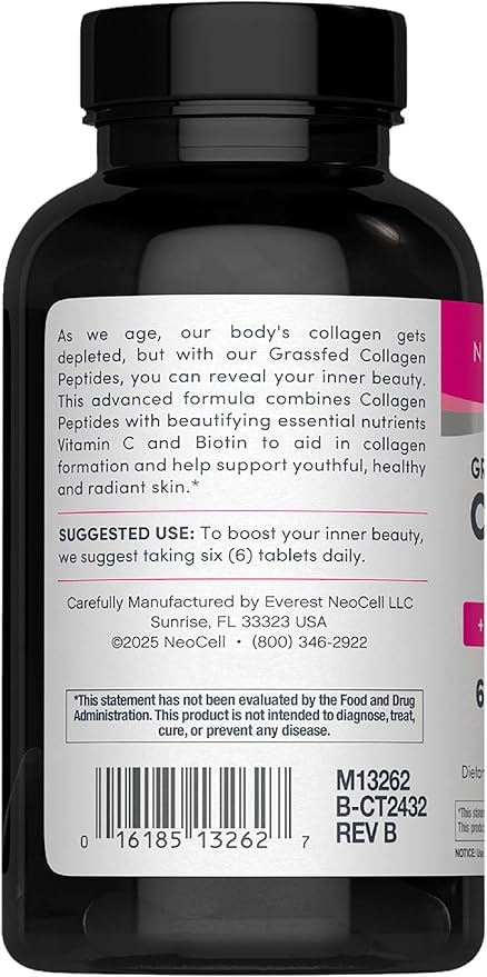 NeoCell Collagen Peptides Pills | 270 Caplets | with Vitamin C and Biotin | Grass Fed Bovine | Hair Skin &amp Nails | for Women and Men
