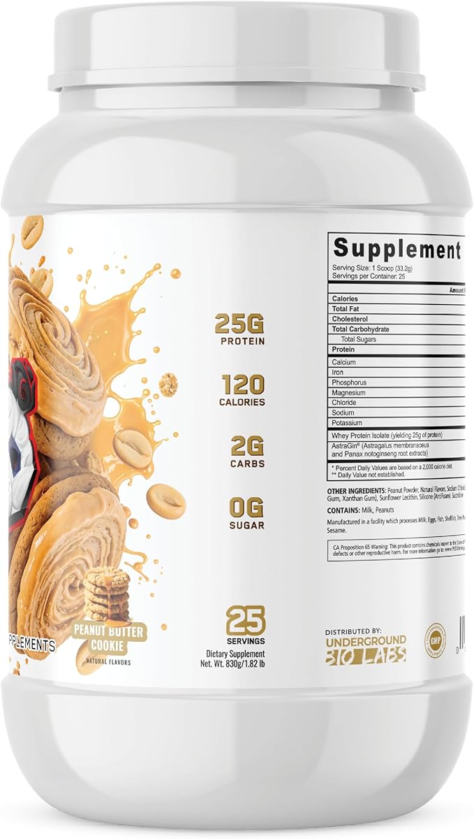 Panda Supps - Panda Fuel ISO Premium 100% Whey Protein Isolate for Men and Women with 25g Protein and 0g Sugar (Peanut Butter Cookie) (25 Servings)