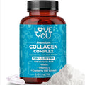 Love You Collagen Complex – Types I II III V &amp X – Hair Skin Nails Joints &amp Gut Support – Hydrolyzed Bovine Collagen Peptides – Grass-Fed Non-GMO 120 Capsules USA Made