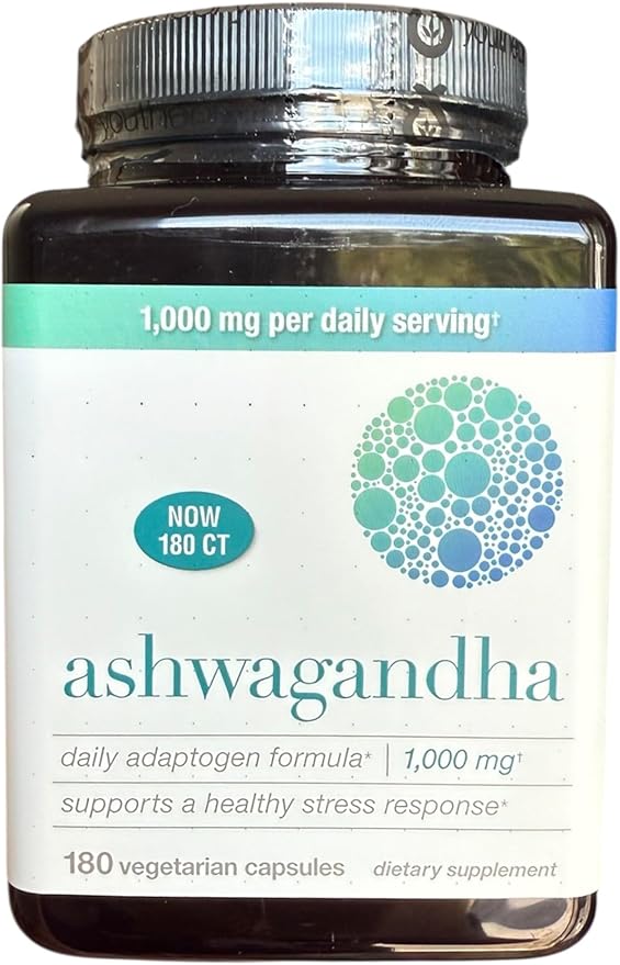 Organic Ashwagandha Daily Adaptogen Formula 1000mg 180 Vegetarian Capsules Stress Support Supplement with KSM-66 Enhanced with Ginger Extract