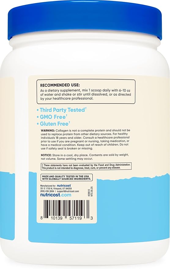 Nutricost Multi Collagen Protein Complex (Unflavored 30 Servings) - Supplement with Biotin Hyaluronic Acid and Collagen Peptides