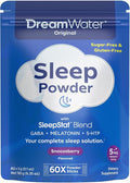 Dream Water Sleep Powder Sugar-Free Gluten-Free Natural Flavors Blend of 3 Ingredients GABA 5mg Melatonin 5-HPT Snoozeberry Flavor 60ct